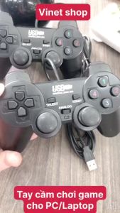 Tay cầm chơi game cho PC/Laptop PS2 PS3 cổng USB đen (có gạt Analog và có rung) - dc2538