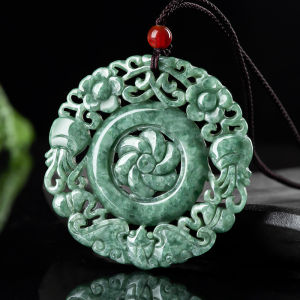 TIMESWIND Natural A Jade White Lotus Guanyin Pendant Lucky Blessing Necklace for Men and Women
