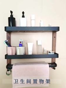 Square Shelves Bathroom Items Storage Rack Single/Double Wall Mounted Kitchen Storage Rack Wood/Aluminum Bathroom Accessories
