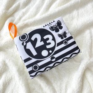 Sách vải kích thích thị giác cho bé sơ sinh 0 đến 12 tháng - Lalala Baby - 8 trang kích thước 12x11 cm