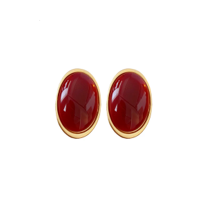 Elegant Oval Resin Earrings With Comfortable Posts Retro Inspired Portable Statement Pieces