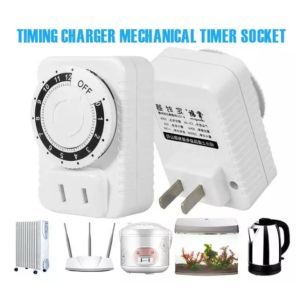 12hours/24hours Electrical Mechanical Time Wall Plug Switch Digital Countdown Timer Charger Socket (White)