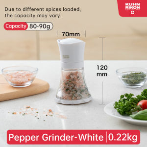 KUHN RIKON Manual Spice Salt Pepper Grinder Adjustable Coarseness Ceramic Grinding Core Glass Body Kitchen Pepper Mill Swiss Design