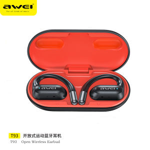 Awei T93 OWS Open Ear Earbuds Bluetooth 6.0 Ear Hook Wireless Earphone 40H Long Standby Heavy Bass ENC Noise Cancelling IPX6 Waterproof Headphone With Mic for Sports Running