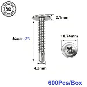 SUS410 Stainless Steel M4.2 Wafer Head Self Drilling Screw 19-50mm (1 Box) Skru Besi Tek Cross Head