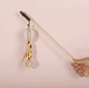 Pet Cat Teaser toy- mainan kucing ball bell stick chaser