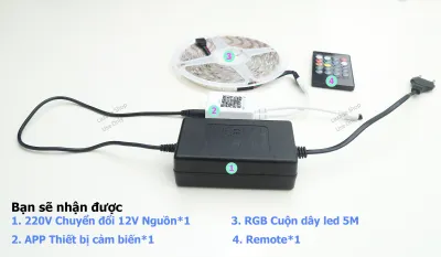 Đèn Led Tiktok Cuộn dây led 5050 Siêu Sáng RGB chỉnh APP cảm biến nhấp nháy theo nhạc