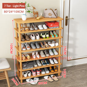 【CLEARANCE】D280 Wooden Shoe Rack Minimalist Wood Shoe Shelf 6/7 Tier Shoes Rack