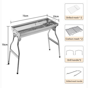 Barbecue Grill Household Barbecue Rack Folding Portable Stainless Steel Indoor Smokeless Charcoal Outdoor Barbecue Grill Net