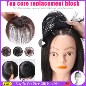 ReadyStock Clip-On Hair Topper Đồ Mở Rộng Thẳng Bìa Trắng-Tóc Giả Khối Tóc Thật Gốc