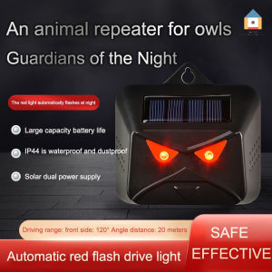 【Malaysia Spot Sale】Solar Owl Shaped Ultrasonic Animal Repellent （Mouse Nemesis）Ultrasonic Pest Repeller Anti Mosquito Rodent Control Bug Cockroach Insect Repellent 24h Work Waterproof PIR Sensor Repellents Anti Cat Dog Boar Fox