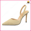 Slingback รองเท้าส้นสูงรองเท้าส้นสูงรองเท้าแตะผู้หญิงชี้นิ้วเท้าส้นรองเท้าแตะหนังนิ่มพรรคผู้หญิงรองเท้ากริชสุภาพสตรีรองเท้า. 