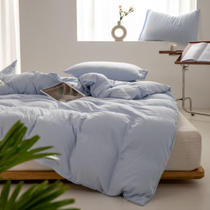 Dansunreve Duvet Cover Plain Washed Cotton Quilt Cover Japanese Hotel Duvet Cover with Zipper High Quality Comforter Cover Single/Queen/King/Super King