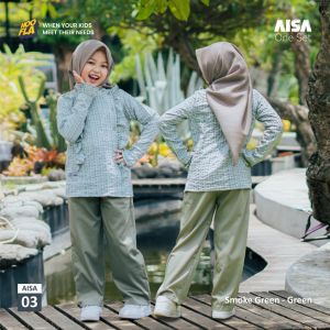 Hoofla Kids Setelan Set Pakaian Anak Perempuan Cewe Usia 3 - 12 Tahun Stelan Baju Blouse Blus & Celana Panjang Anak Cewek Wanita Hooflakids Aisa One Set