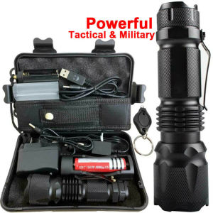 【In Stock】Virwir Original emergency torch light re-chargeable flashlight re-chargeable torch light Ultrafire Powerful Zoom 90000LM X800 Tactical Military T6 LED Flashlight Torch Work Light