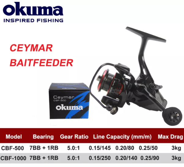 OKUMA UL Ceymar Baitfeeder CBF 500 1000 Ultralight Spinning Reel Max Drag  3kgs