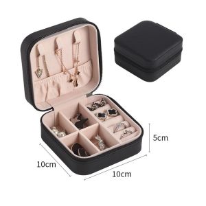 Storage Box Portable Necklace Jewelry Ring Zipper Box Multifunctional Travel Storage Box