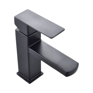 Black Square Basin Faucet Single Handle Hot Cold Water Mixer Stainless Steels Rusts Resistant Bathroom Sink Fixtures