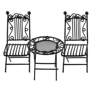 ชุดเฟอร์นิเจอร์ขนาดจิ๋วข้างเหล็กทำด้วยมือชุดอุปกรณ์ตกแต่งการจัดแสดงข้างสำหรับ1/12โมเดลบ้านตุ๊กตาสวนในสวน