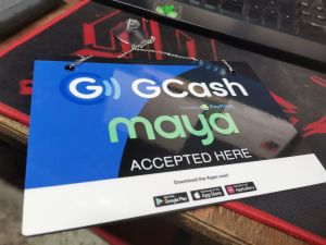 GCASH X MAYA DOOR BANNER 7.8X5.5 SINTRABOARD