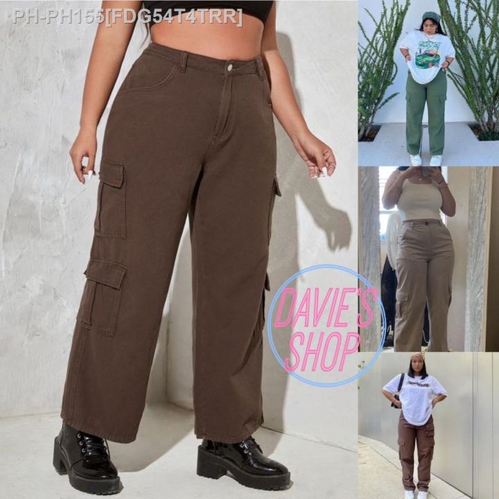 Plus Size Cargo Pants 6 Pockets Pants Straight Cut Baggy Pants for