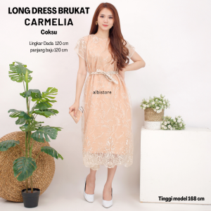 DRESS KEBAYA PESTA LENGAN PENDEK LONGDRESS BRUKAT PENDEK KOREA WANITA TERBARU 2020 MODERN  PAKAIAN BAJU WANITA KEBAYA TRADISIONAL KEBAYA WISUDA CARMELIA
