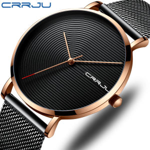 CRRJU Men Watch Casual Minimalist Quartz Male Fashion Simple Silver White Waterproof Wristwatch Mens Gifts 2164
