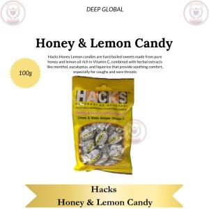 Hacks Honey & Lemon Candy 100g - Original & Honey Lemon Flavors with Minty Soothing Effect