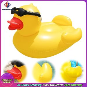 Vodool PVC Sunglasses Duck Floating Bed Large Capacity Cute Water Hammock Inflatable Yellow Duck Seat for Beaches Lakes Water Sports