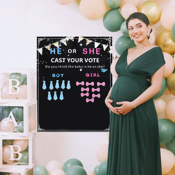 [MKMK] Boy Or Girl Gender Reveal Game Voting Poster Board With Stickers ...