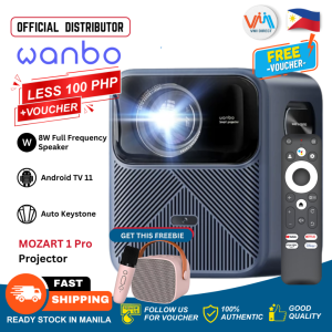 Wanbo Mozart 1 Pro 4K Supported Projector with Android TV 11 900 ANSI Smart Projector with WiFi and Bluetooth Android TV 16W Speakers Auto Focus & Keystone Home Outdoor Projector Netflix YouTube Projector with Speaker  for Indoor and Outdoor Projector VMI