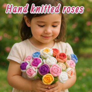 Finished knitted wool hand-knitted roses creative knitted roses Valentines Day rose bouquet immortal flowers creative birthday gift