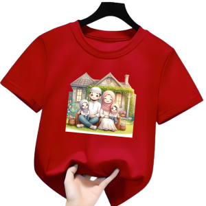 Baju kaos anak perempuan gambar lebaran kaos atasan lengan pendek untuk anak usia 2-12 tahun