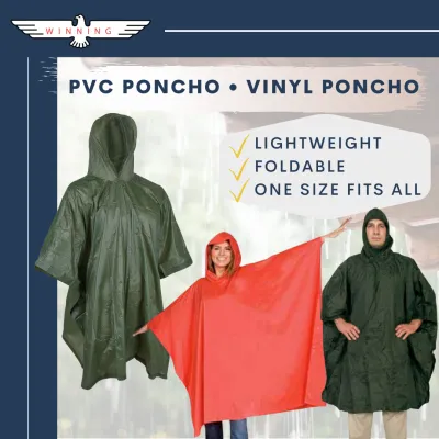 LIGHTWEIGHT PVC PONCHO | ADULTS VINYL PONCHO (UNISEX) ★WINNING★