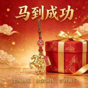 已开光 招财钥匙扣 手机链 礼物 Fortune-Taking Keychain Mobile Phone Chain Gift 加工定制 到成功钥匙扣手机链挂件古钱币成功牌金 吊饰精美挂坠