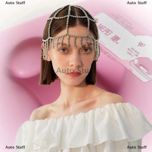 [COD] Auto Stuff เครื่องประดับผมแฟชั่นแบบตาข่ายสำหรับเจ้าสาวหมวกไข่มุกทำมือมีพู่ประดับผมแฟชั่น