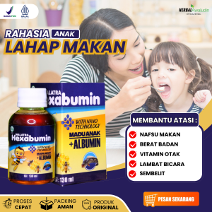 Hexabumin - Madu Penambah Nafsu Makan Anak Penambah Berat Badan Anak Vitamin Otak Anak Cerdas Atasi Speech Delay Lambat Bicara Nutrisi Peningkat Kecerdasan Otak Anak