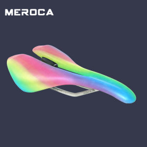 MEROCA Hollow Bike Saddle Rainbow Reflective Leather Comfort MTB Saddle Seat Personalized Bicycle cushion For Road Mountain Bike