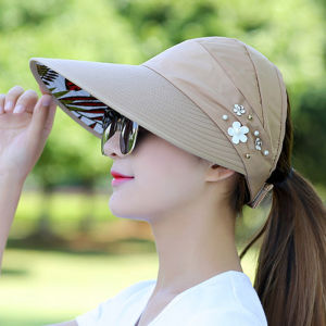 GU Topi Visor Lipat Wanita Casual Import Pelindung Sinar UV Anti UV Untuk Pantai LIPAT