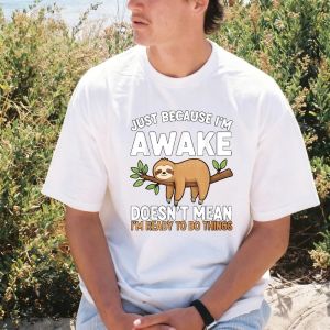 [Local Stock] VCC Funny Sloth Animal Cartoon Humorous Quote Text Crew Neck Short Sleeve T-Shirt Summer Cotton Casual Fashion Man Women T Shirt