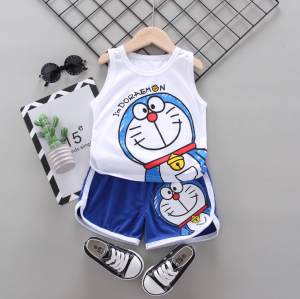 0-5ปีเด็กชายอายุฤดูร้อนสวมใส่ชุดแฟชั่นเสื้อผ้าการ์ตูนสองชิ้นชุดน่ารักราคาถูก