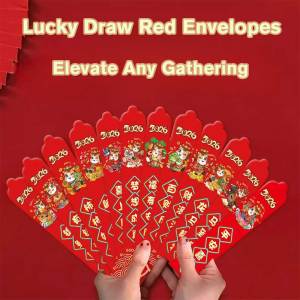 12pcs/Box Red Envelope Set 2026 God of Wealth Lucky Money Box Draw Lots Red Envelope Happy New Year Gift Supplies