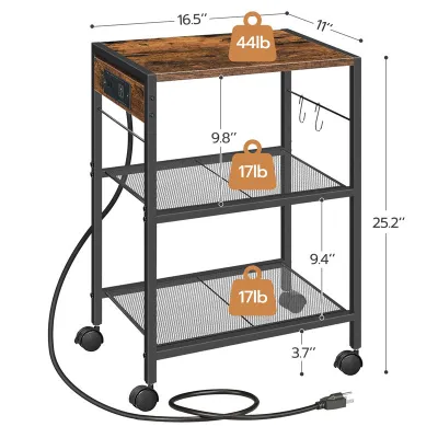 Kitchen Cart with Storage 3 Tier Trolley Rack Rolling Microwave Stand with Drawer Coffee Bar Stand Station Cart Extended Table Small Appliance Storage Shelf Rack Organizer for Entryway Living Room Office Balcony Kitchen ﻿