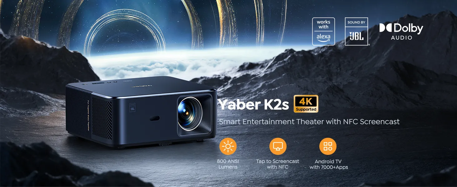 Yaber K2s Smart Projector – 1080p, 800 ANSI lumens