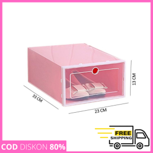 Kotak Sepatu Lipat Transparan Tebal Shoes Storage Box Organizer Rak Sepatu Plastik Susun
