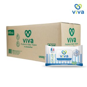 ViVa x Happy Sunday วีว่า Prebiotic Baby Wipes 40 แผ่น  ยกลัง 1X36 ทิชชู่เปียก ผ้าเปียก สูตรพรีไบโอติกส์