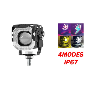 【4 modes】Motorcycle LED Mini Driving Light Spot Light Auxiliary LED Pod Projector Light Universal 12V 6.8W 8000LM 4 Modes IP67 Waterproof