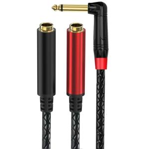Gold Plated 6.35mm Y Splitter Cable Male to 2x6.35mm Female Adapter Speaker Headphone Extension Cable Splitter
