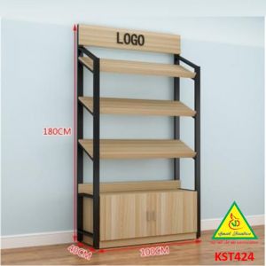 Kệ trưng bày sản phẩm hàng hóa  kệ trang trí khung sắt mặt gỗ KST424 - NỘI THẤT LẮP RÁP VIENDONGADV