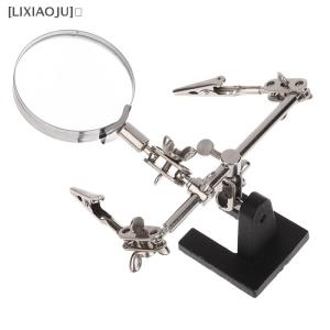 [LIXIAOJU] Helping Third Hand Tool Soldering Stand With 5X Welding Magnifying 2 Alligator Clips 360 Degree Rotating Adju Repair Tool